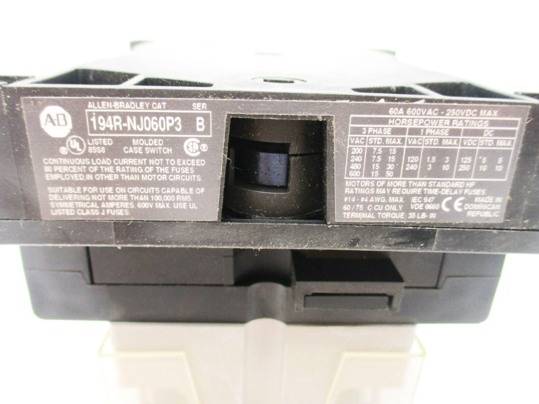 ALLEN BRADLEY 194R-NJ060P3 SER. B 600VAC 60A NSNP