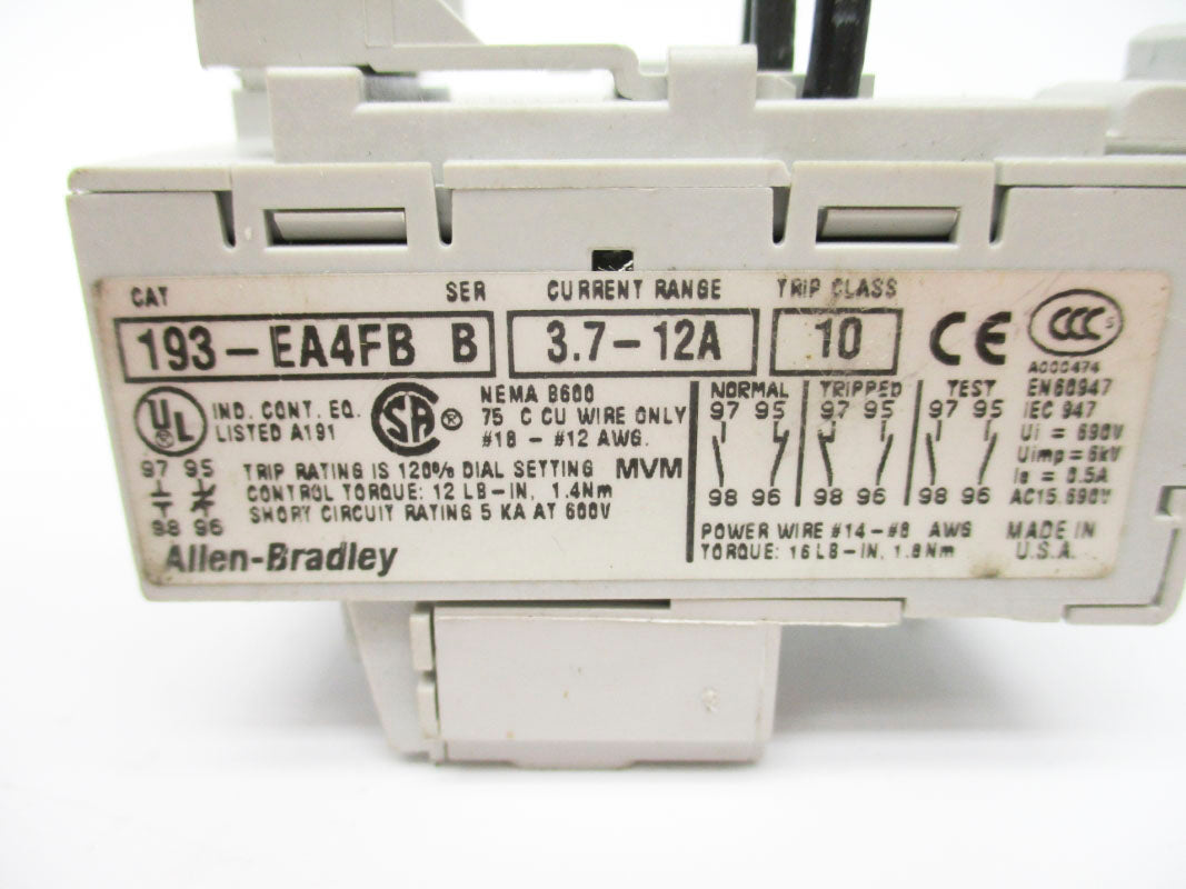 ALLEN BRADLEY 193-EA4FB SER. B 690V 3.7-12A NSNP