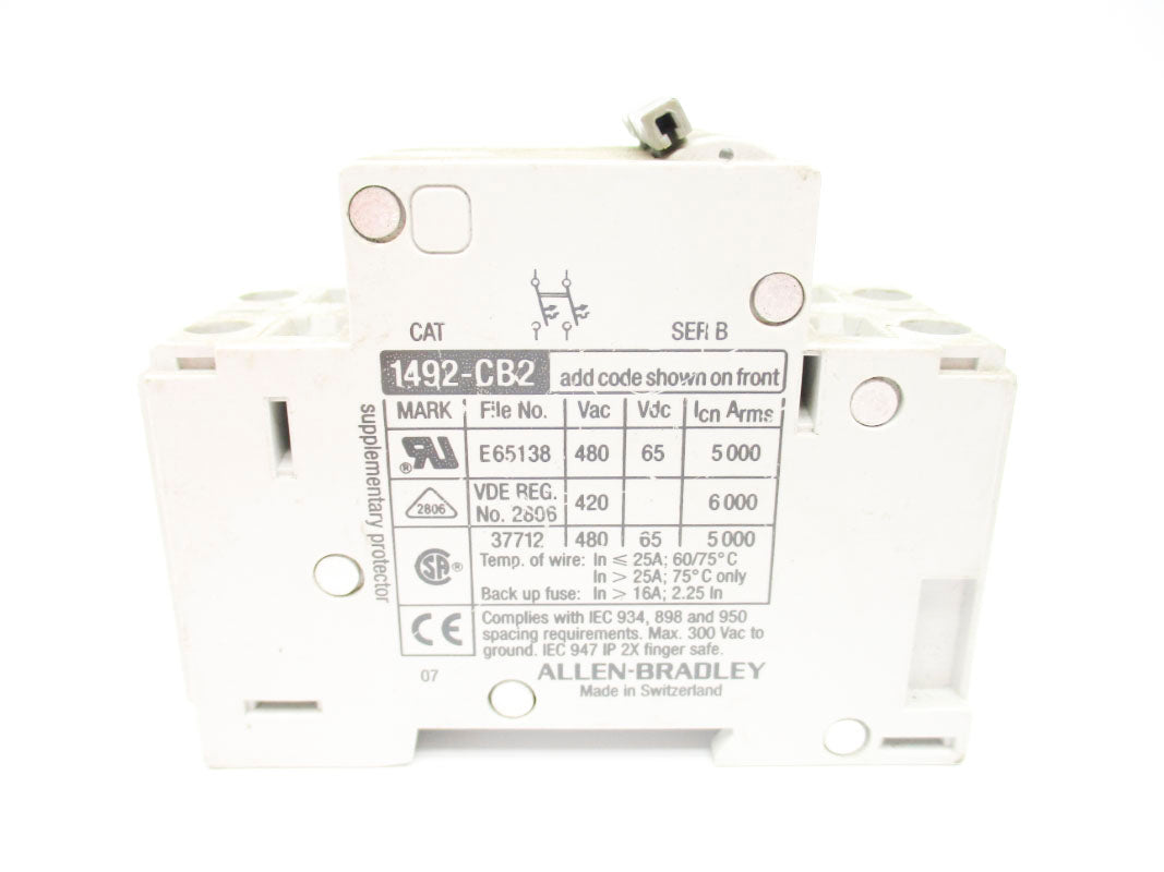ALLEN BRADLEY 1492-CB2H200 SER. B 480VAC 20A UNMP