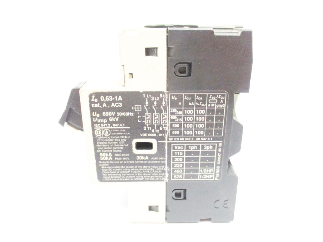 TELEMECANIQUE GV2-M05 690V 0.63-1A UNMP