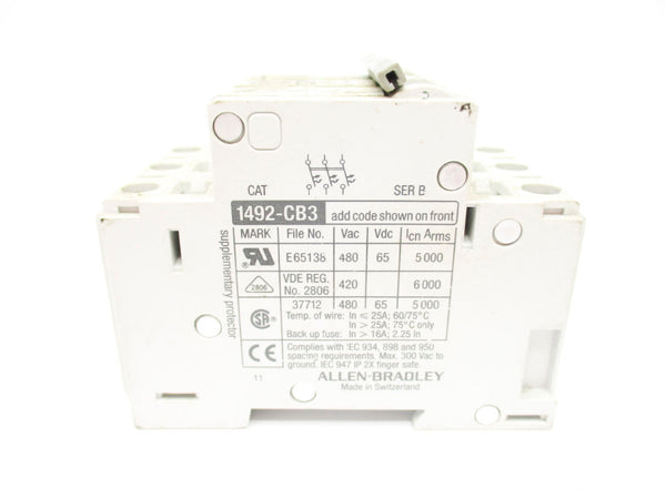 ALLEN BRADLEY 1492-CB3H050 SER. B 480VAC 5A UNMP