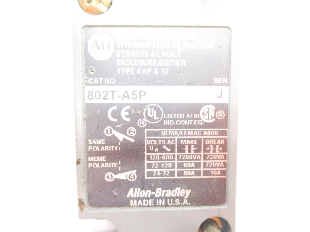 ALLEN BRADLEY 802T-A5P SER. J 600VAC 60A UNMP