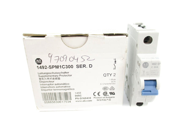 ALLEN BRADLEY 1492-SPM1C300 SER. D 277VAC 30A (PKG OF 2) NSMP