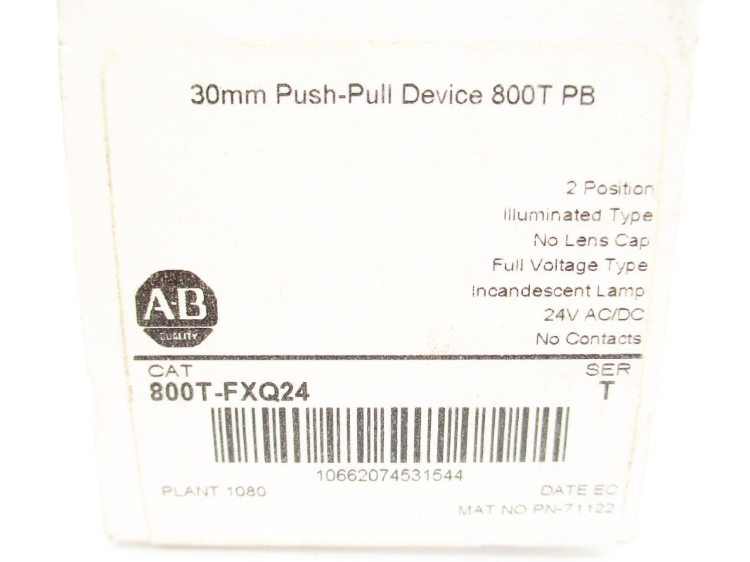 ALLEN BRADLEY 800T-FXQ24 SER. T 24VAC/DC (WH) NSMP