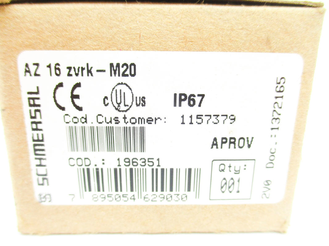SCHMERSAL AZ16ZVRK-M20 196351 500V NSMP
