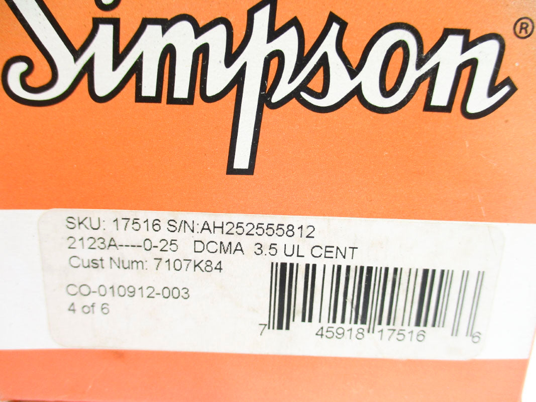 SIMPSON 17516 2123A-0-25 0-25DCMA NSMP