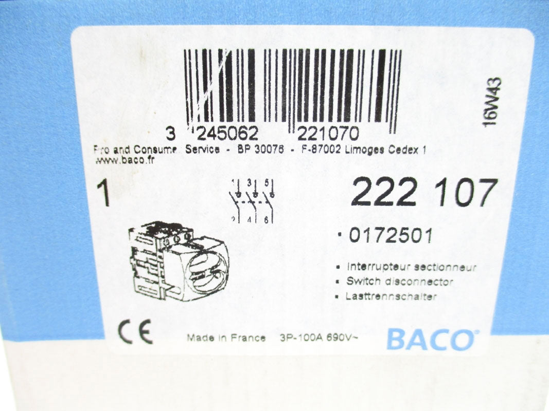 BACO 222107 0172501 690VAC 100A NSMP