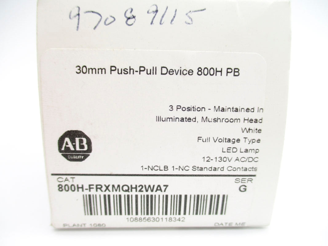 ALLEN BRADLEY 800H-FRXMQH2WA7 SER. G 12-130VAC/DC (WH) NSMP