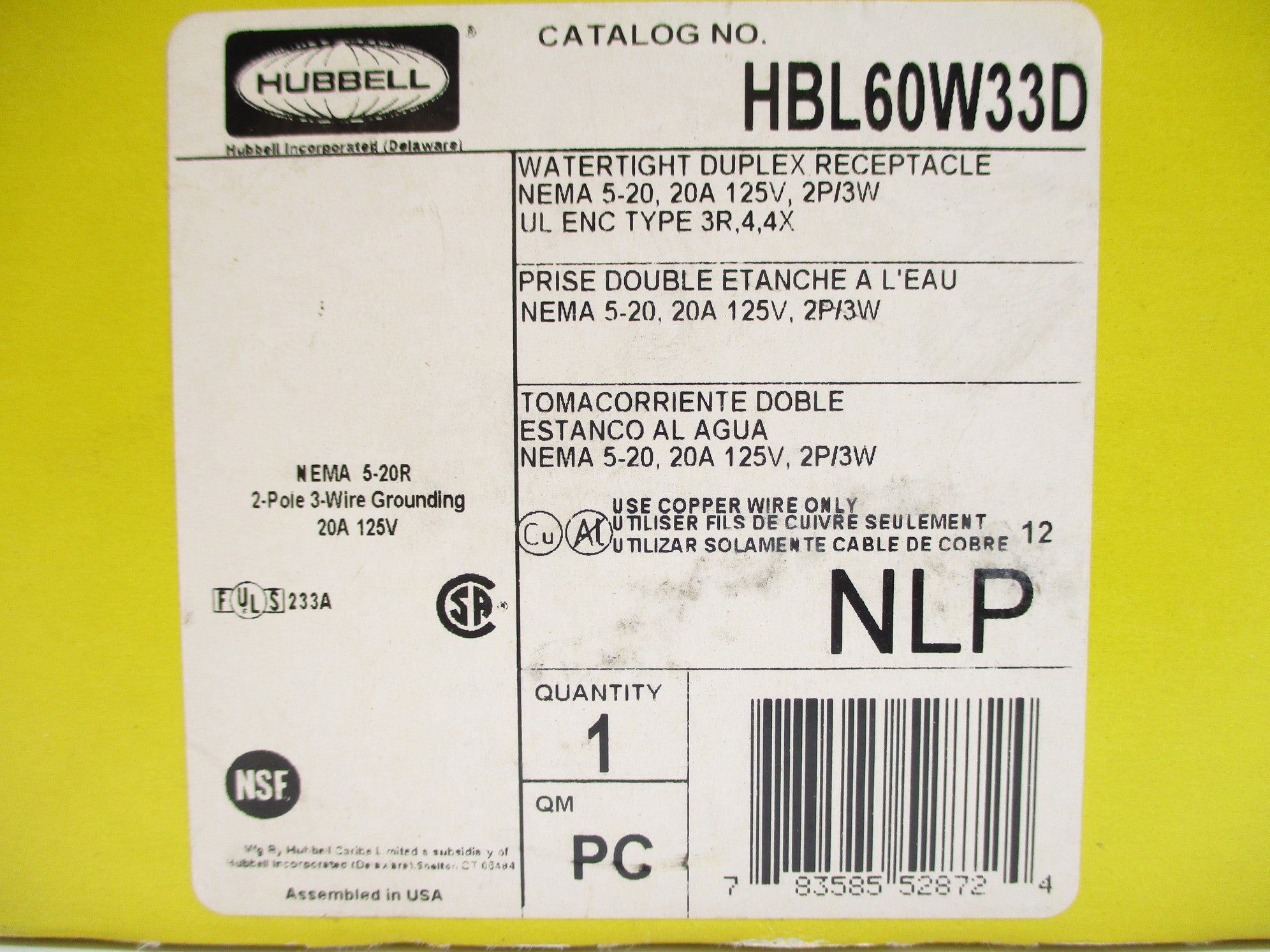 HUBBELL HBL60W33D NSMP