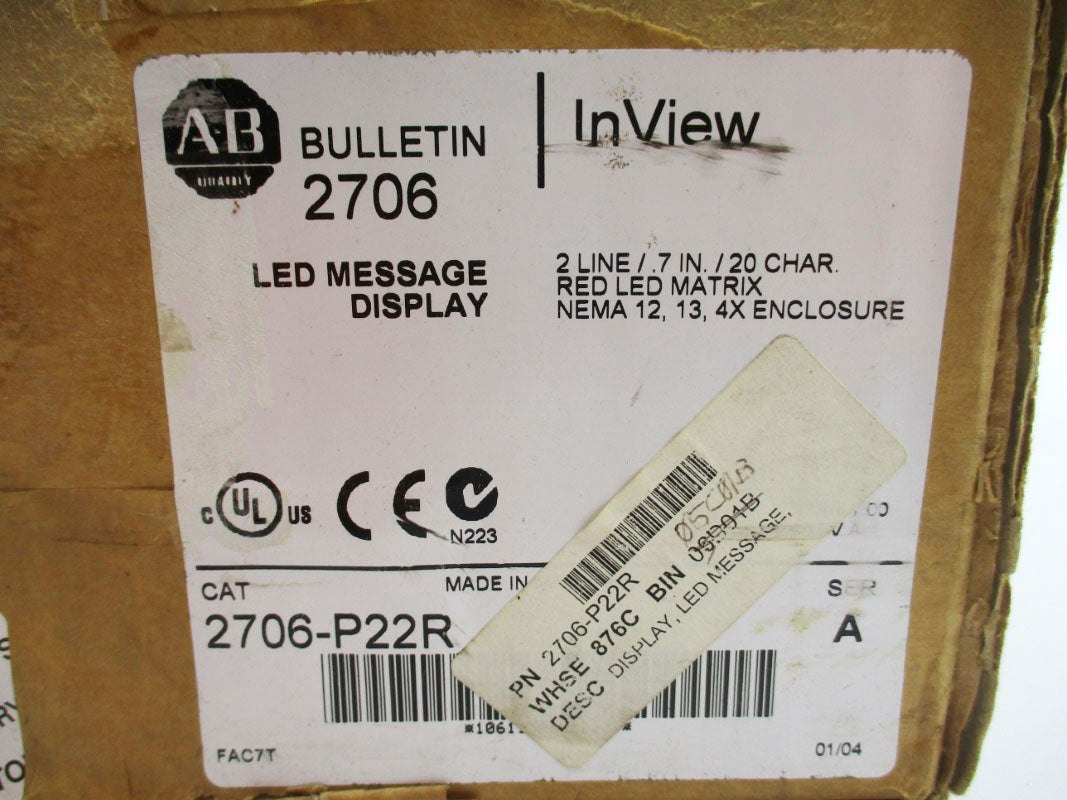 ALLEN BRADLEY 2706-P22R SER. A F/W 1.00 24VDC NSMP