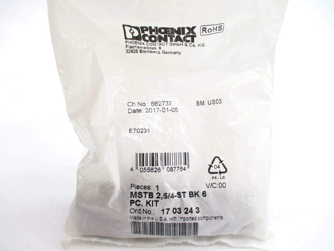 PHOENIX CONTACT MSTB2,5/4-STBK6PC.KIT 1703243 (PKG OF 6) NSMP