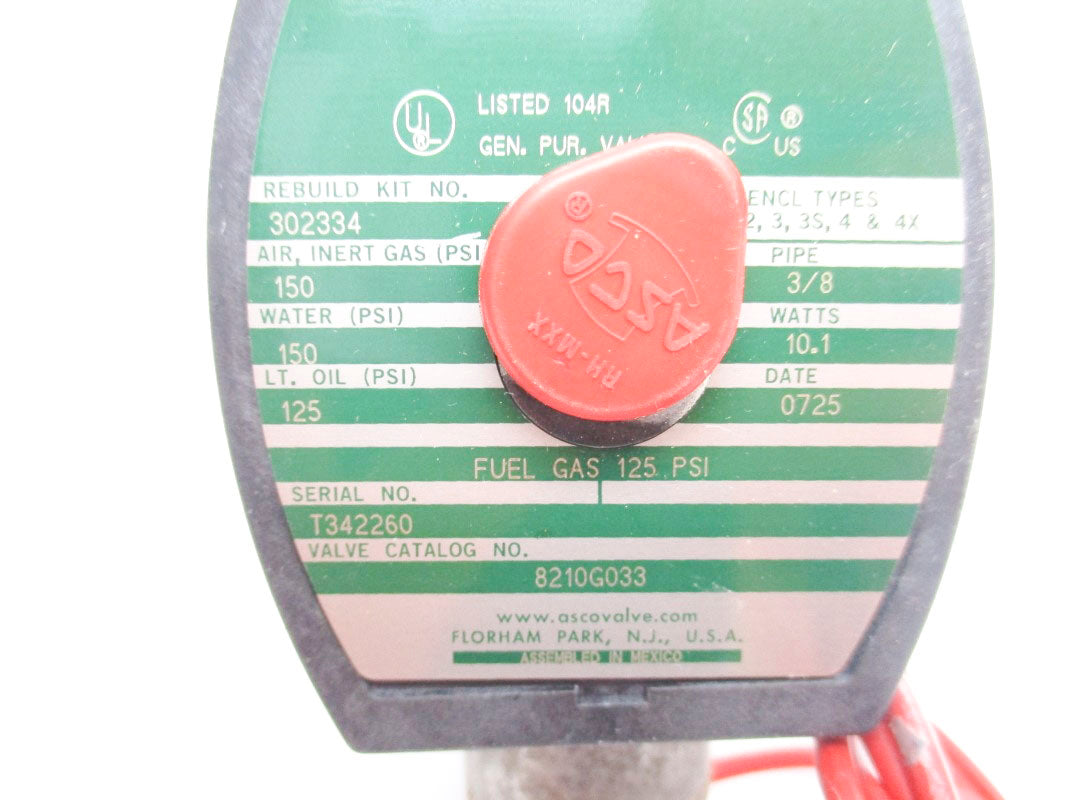 ASCO 8210G033 110/120V  150PSI UNMP