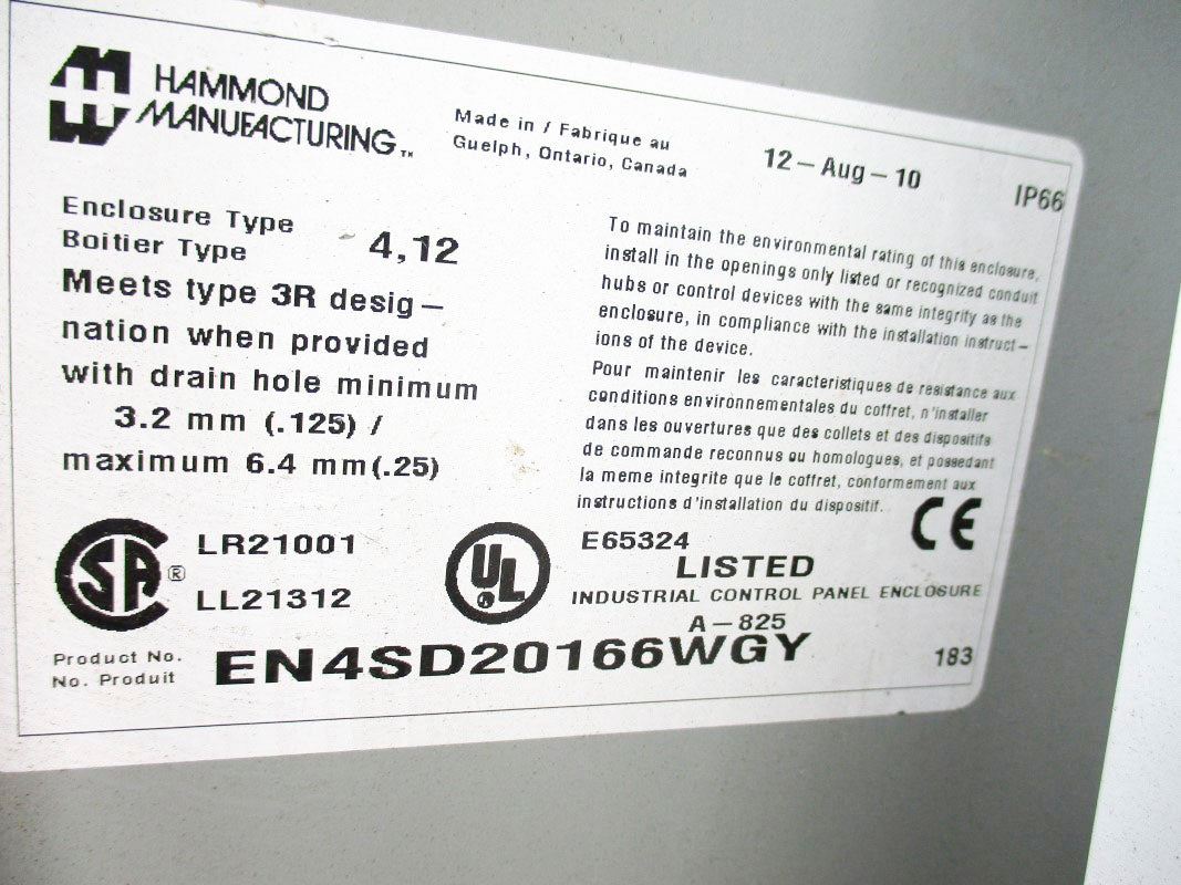 HAMMOND MANUFACTURING EN4SD20166WGY UNMP