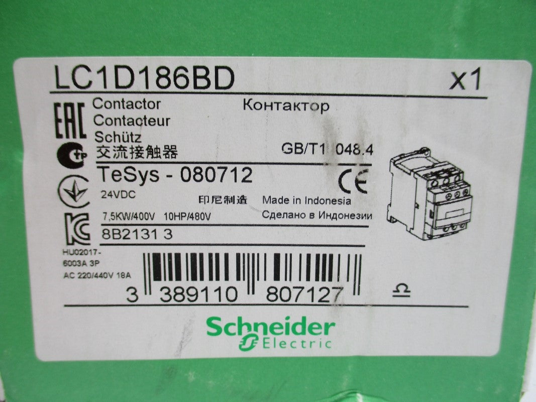 SCHNEIDER ELECTRIC LC1D186BD 24VDC NSMP