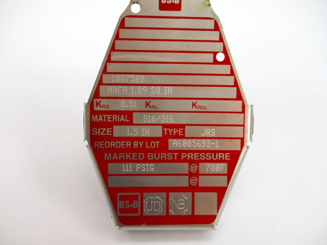 BS&B SAFETY SYSTEMS A6005693-1 111PSI 780'F NSMP