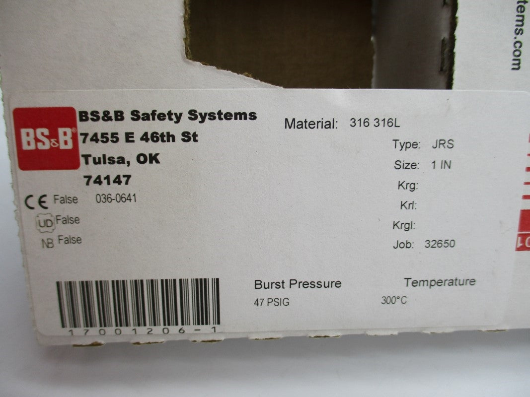 BS&B SAFETY SYSTEMS 17001206-1 47PSI 300'C NSMP