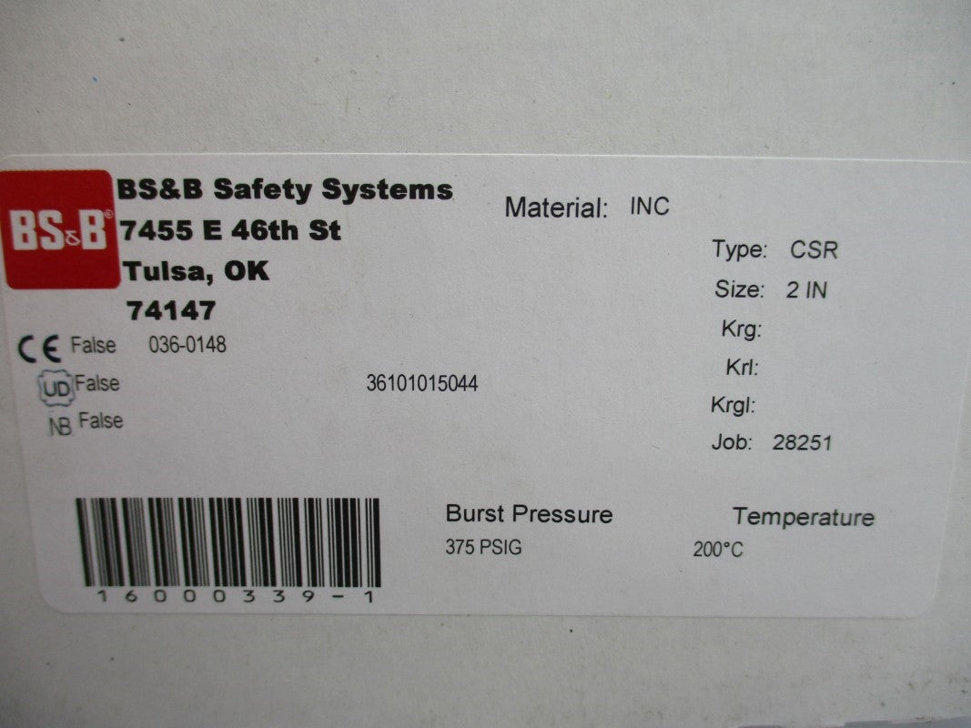BS&B SAFETY SYSTEMS 1600339-1 375PSI 200'C NSMP