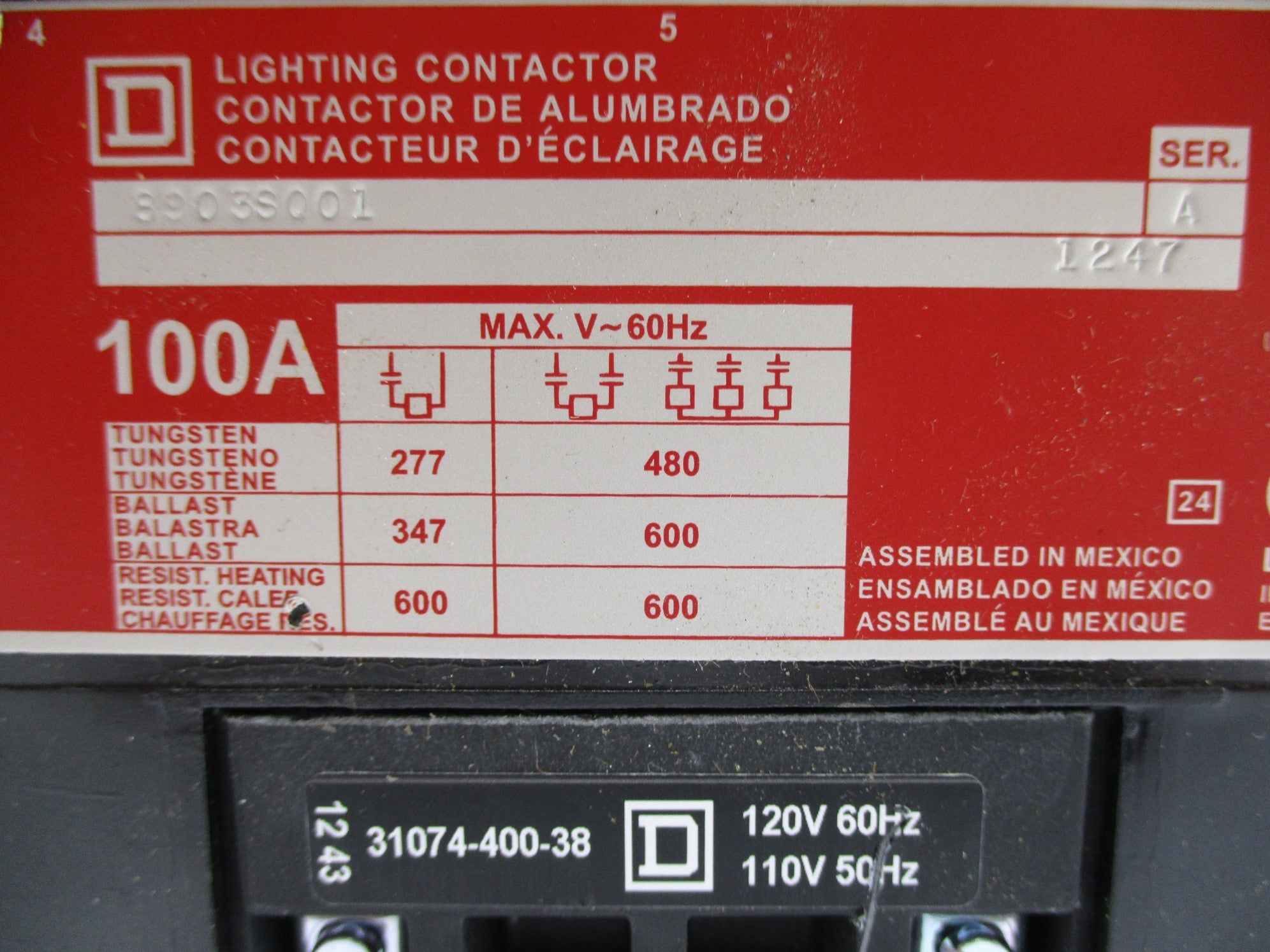 SQUARE D 8903SQO1V02 SER. A 110/120V NSNP