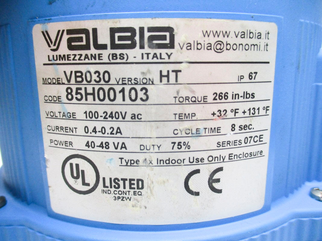 VALBIA VB030 85H00103 SER. 07CE 100-240VAC 0.4-0.2A 8S UNMP