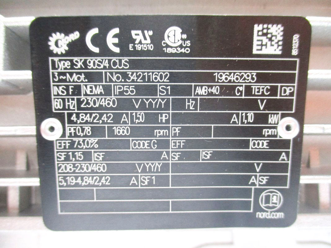 NORD SK90S/4CUS 34211602 230/460V 4.84/2.42A NSNP