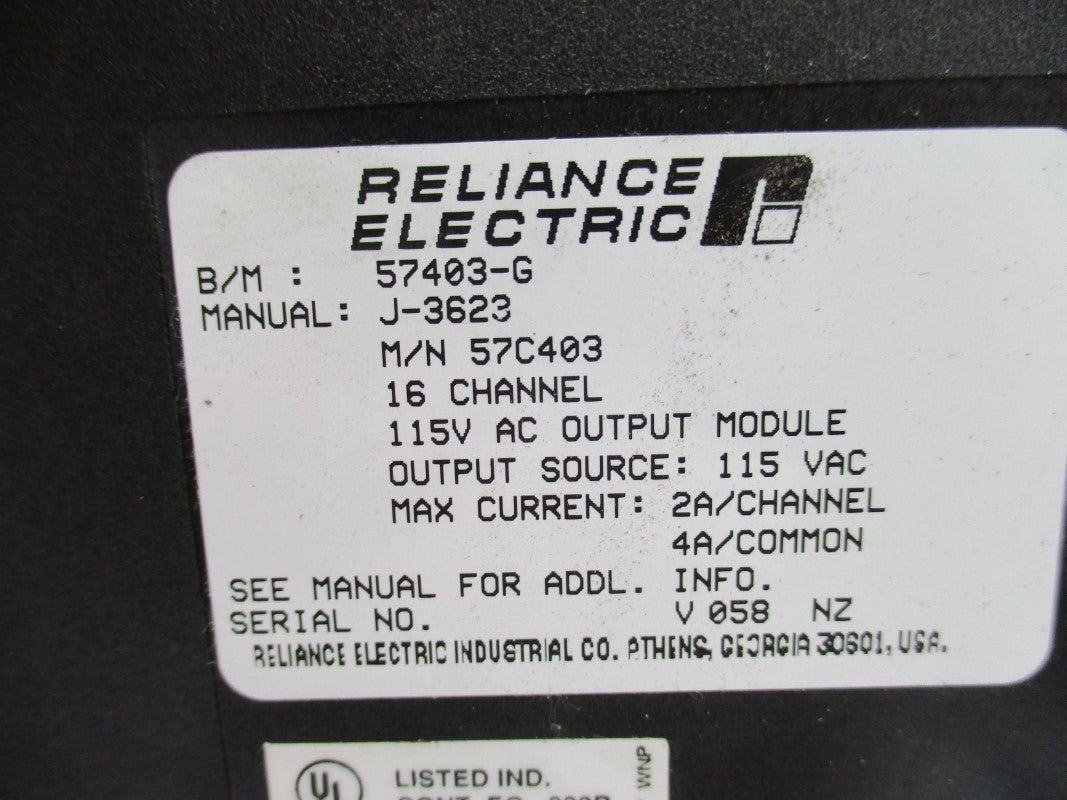 RELIANCE ELECTRIC 57403-G 57C403 115VAC 2/4A UNMP