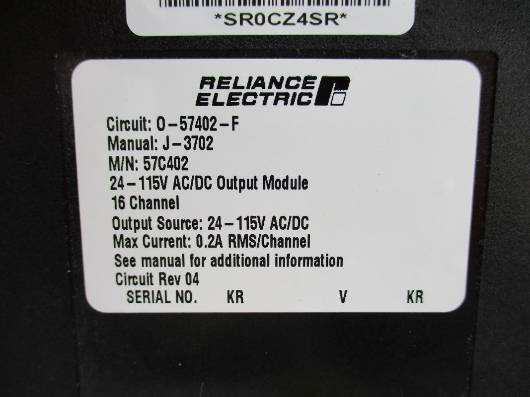 RELIANCE ELECTRIC 57C402 0-57402-F 24-115VAC/DC 0.2A REV. 04 UNMP