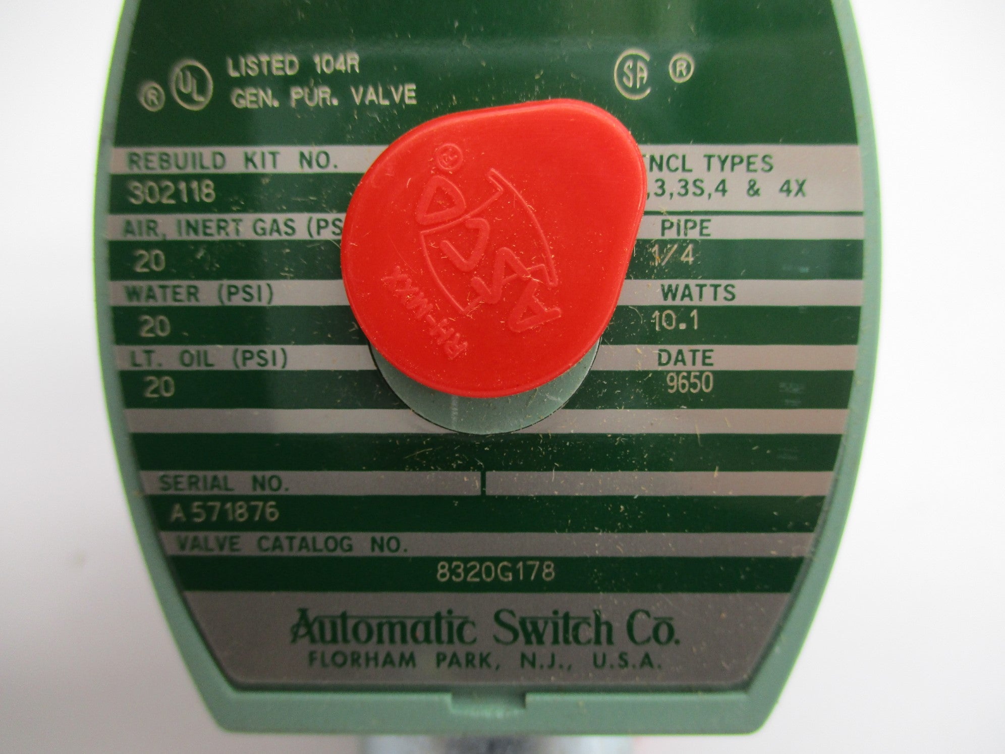 ASCO 8320G178 110/120V 20PSI NSNP