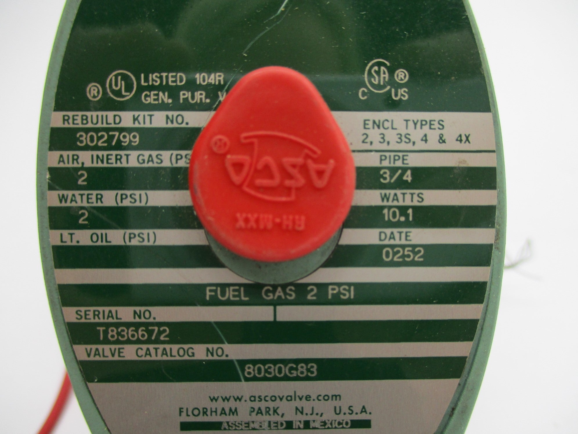 ASCO 8030G83 2PSI 120/60 110/50 NSNP