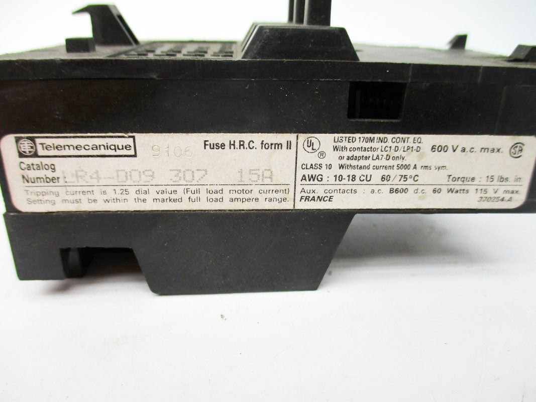 TELEMECANIQUE LR4-D09307 600VAC 15A UNMP
