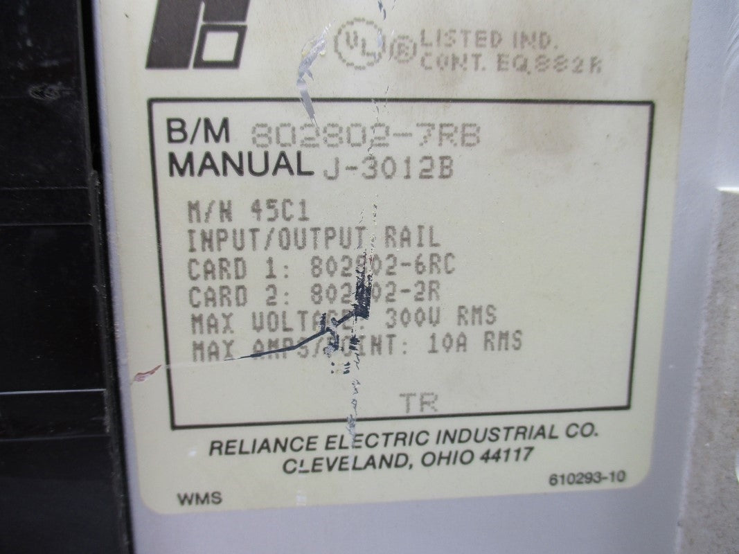 RELIANCE ELECTRIC 802802-7RB 45C1A 300V 10A UNMP