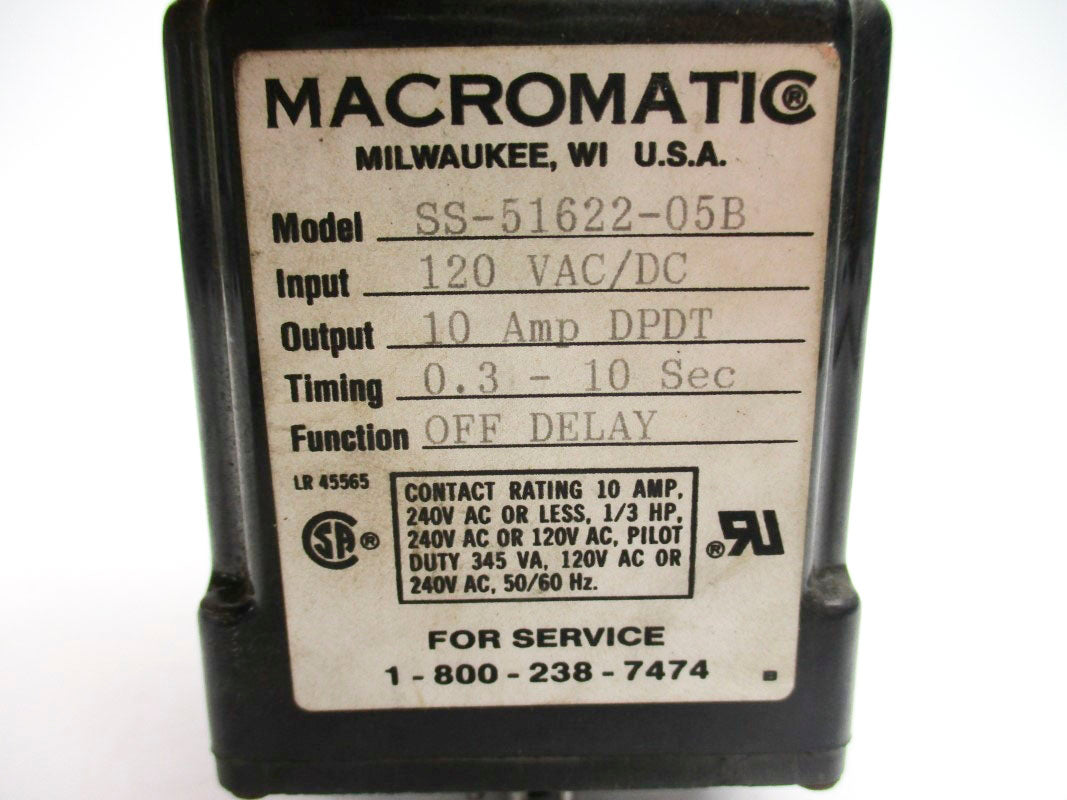 MACROMATIC SS-51622-05B 120VAC/DC 10A 0.3-10S UNMP