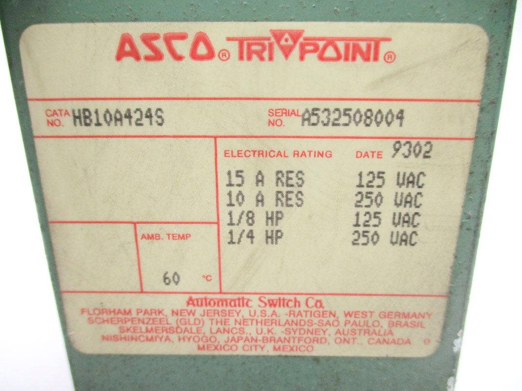 ASCO HB10A424S 250VAC 15A UNMP