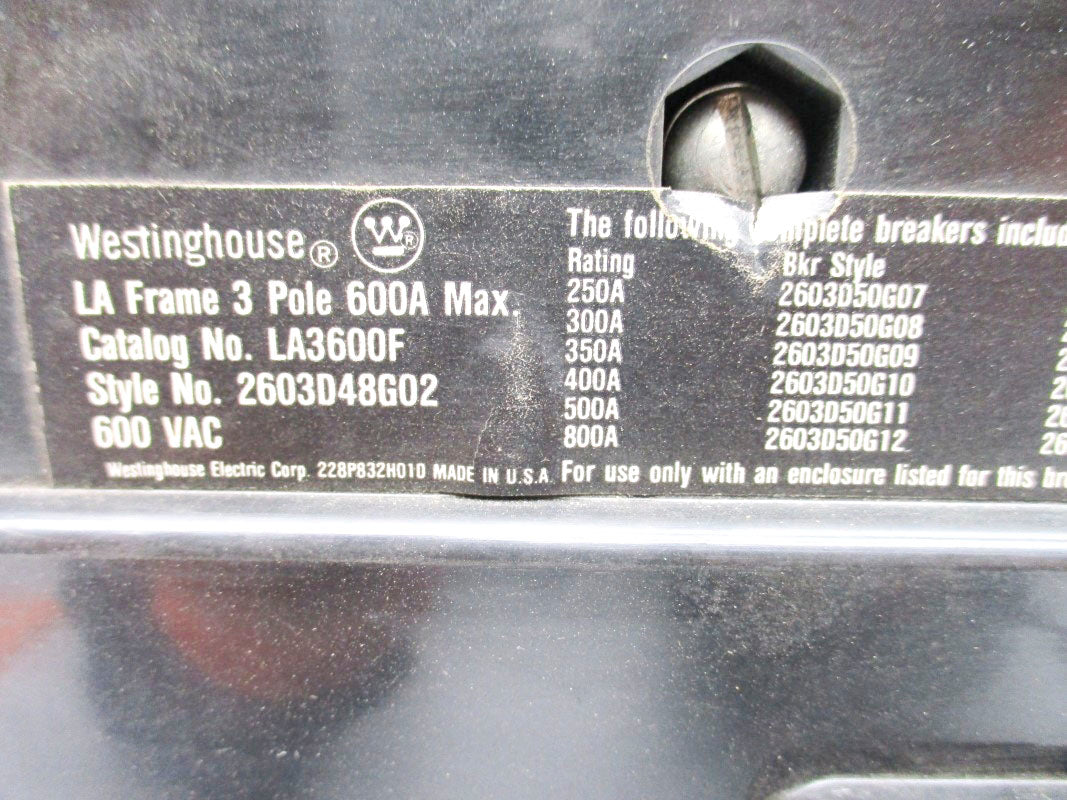 WESTINGHOUSE LA3600 600VAC 600A NSNP