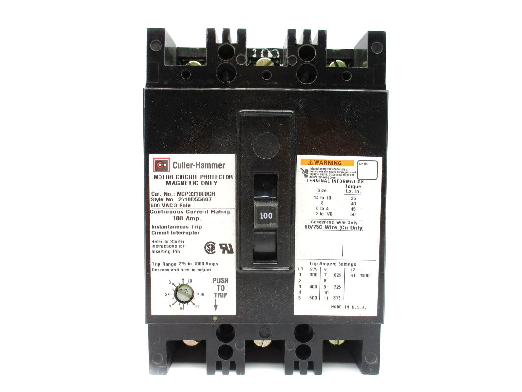 CUTLER HAMMER MCP331000CR 600VAC 100A NSNP