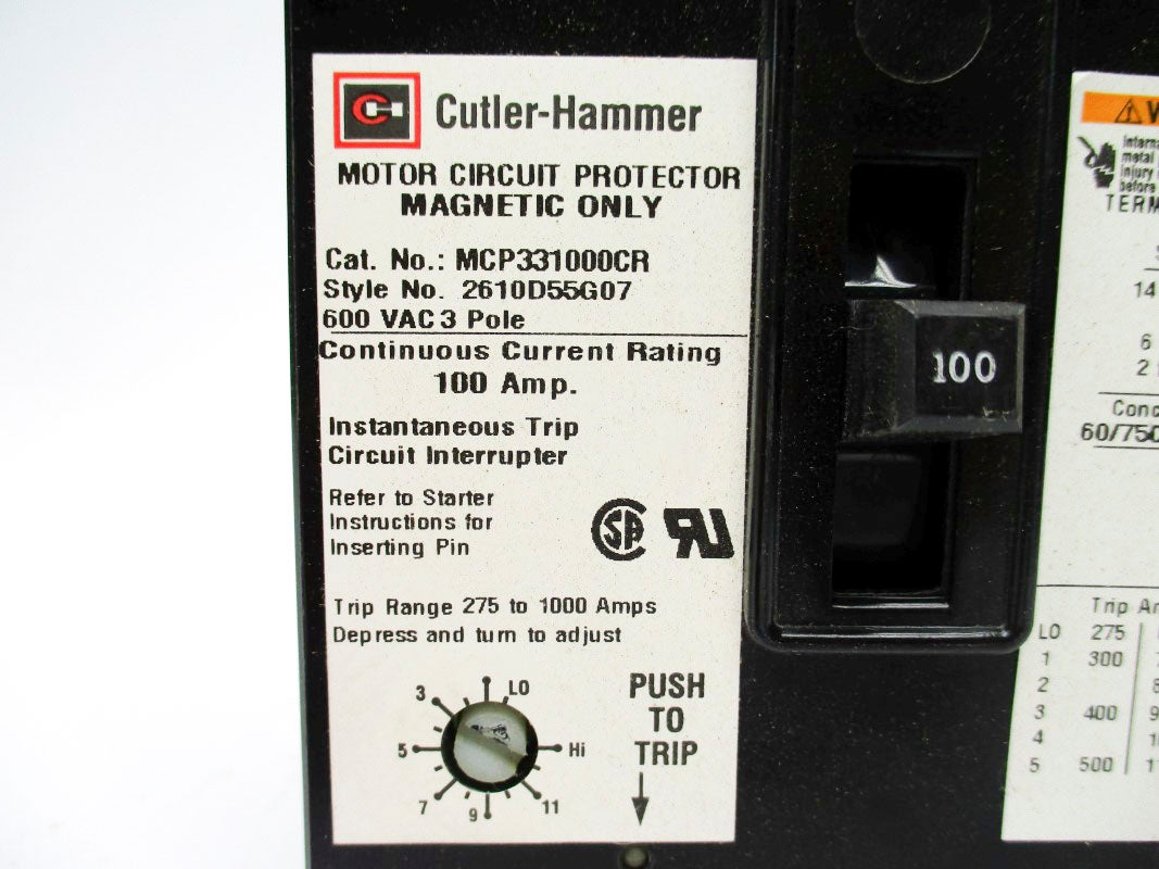 CUTLER HAMMER MCP331000CR 600VAC 100A NSNP