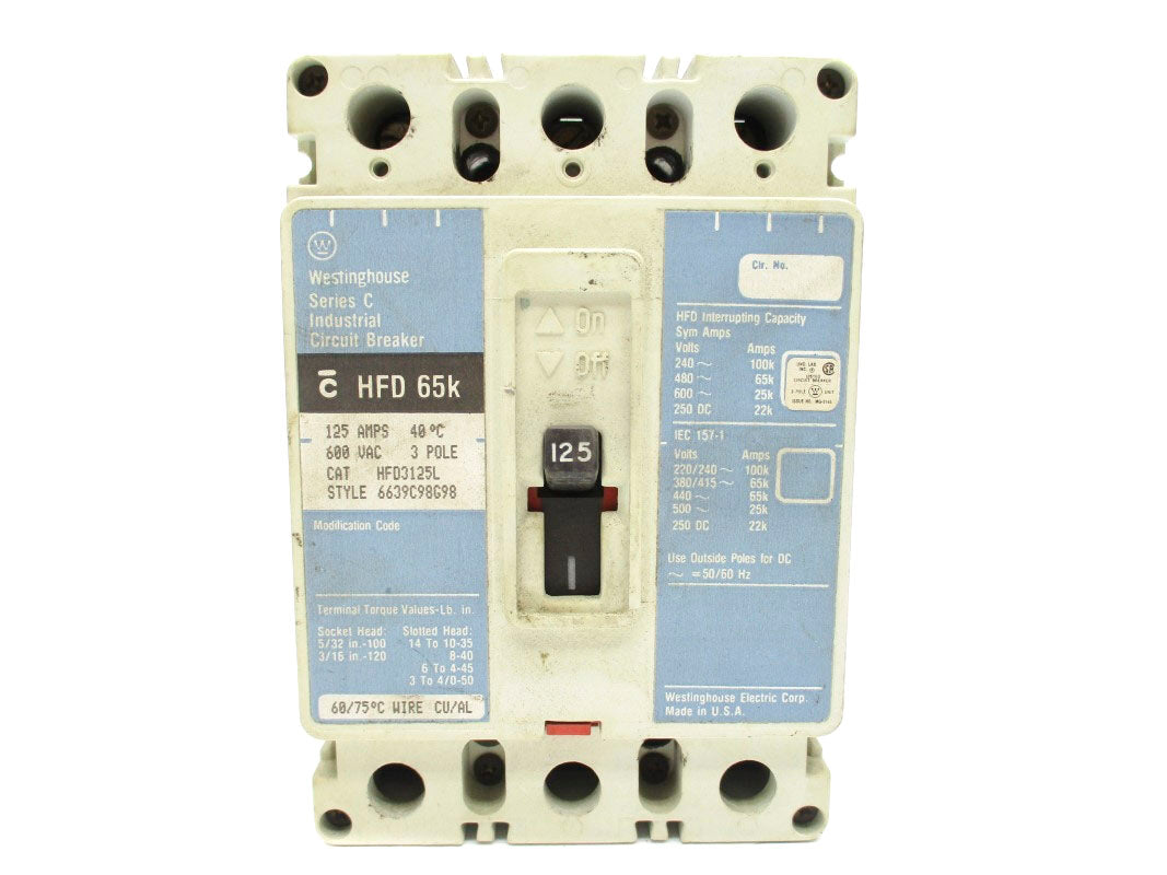 WESTINGHOUSE HFD3125L SER. C 600VAC 125A UNMP