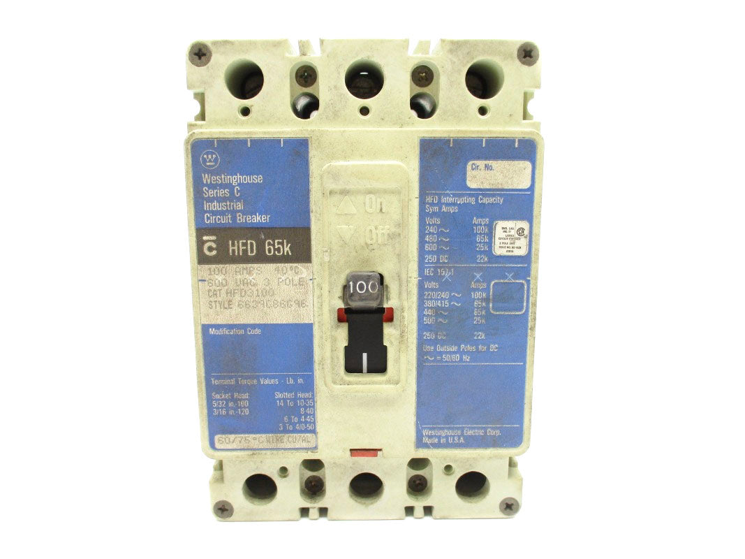 WESTINGHOUSE HFD3100 SER. C 600VAC 100A UNMP