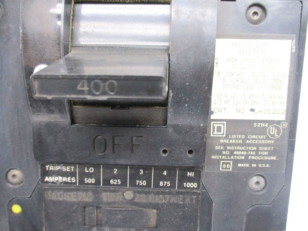 SQUARE D LAF3640022M1212 SER. 4 600VAC 400A NSNP