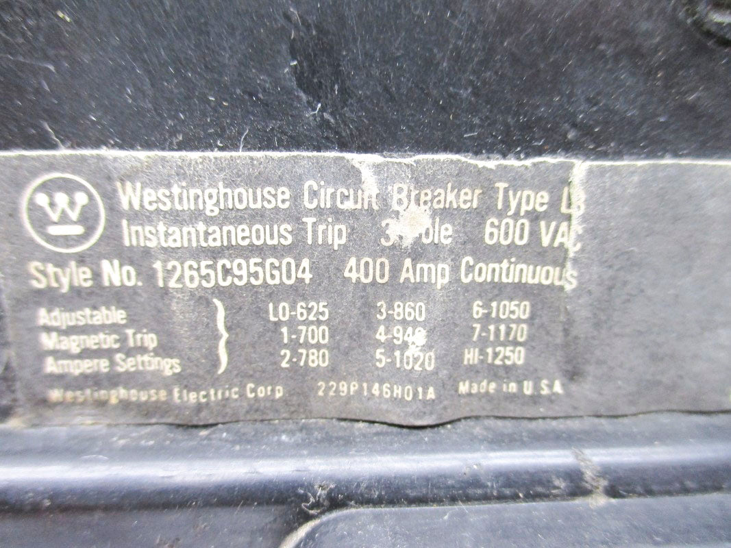 WESTINGHOUSE 1265C95G04 600VAC 400A NSNP