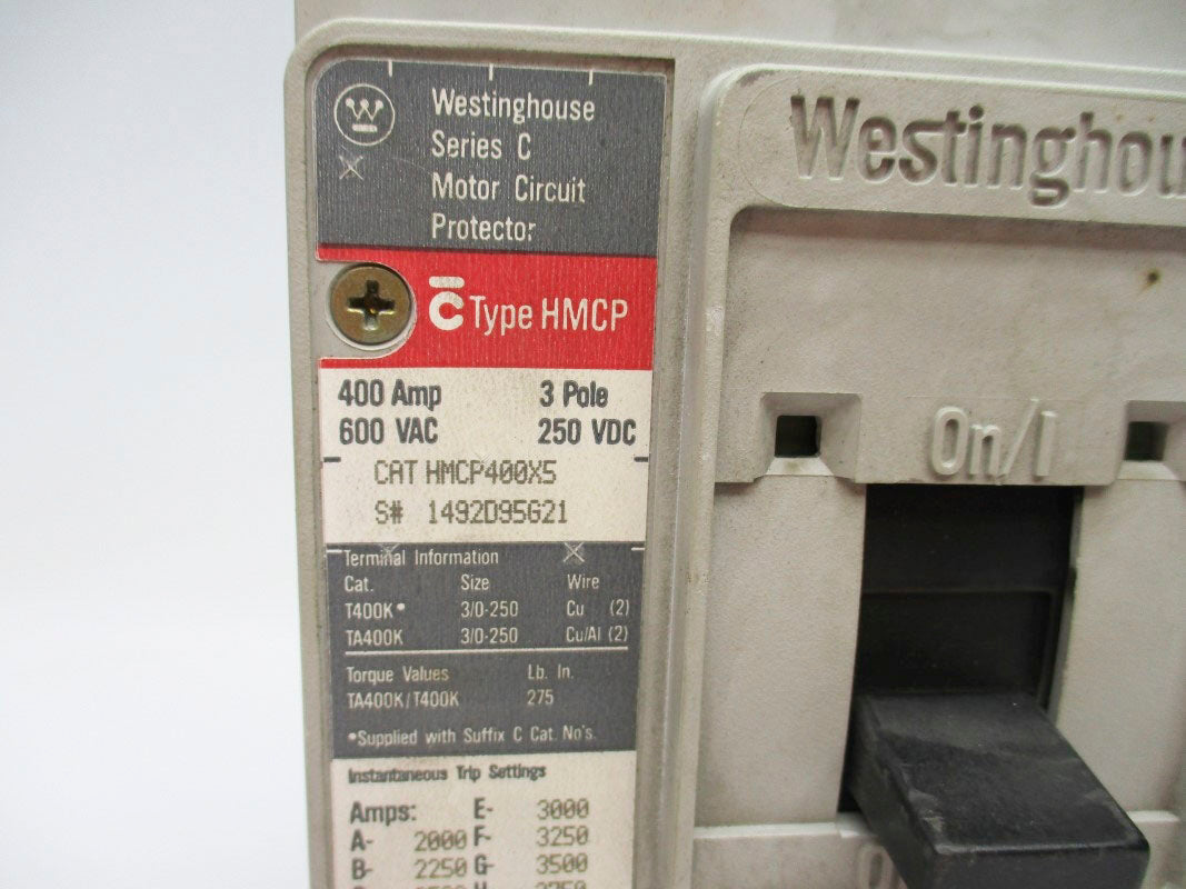 WESTINGHOUSE HMCP400X5 SER. C 600VAC 400A UNMP