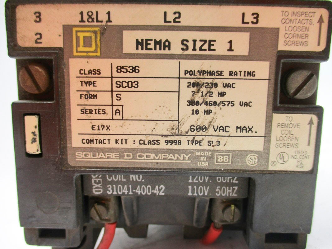 SQUARE D 8536SCO3V02 SER. A 110/120V (AS PICTURED) UNMP