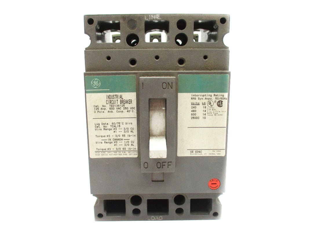 GENERAL ELECTRIC TED136125 600VAC 125A UNMP