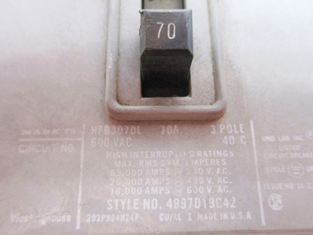 WESTINGHOUSE HFB3070L 600VAC 70A UNMP