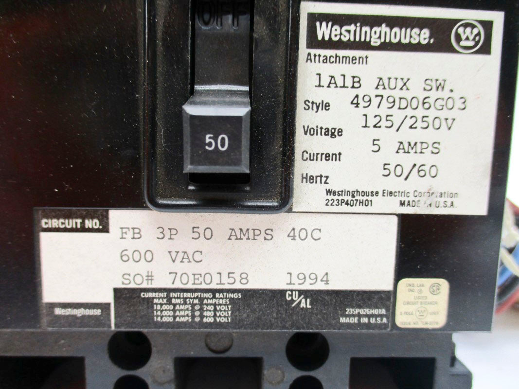 WESTINGHOUSE FB3050 125/250V 5A NSNP