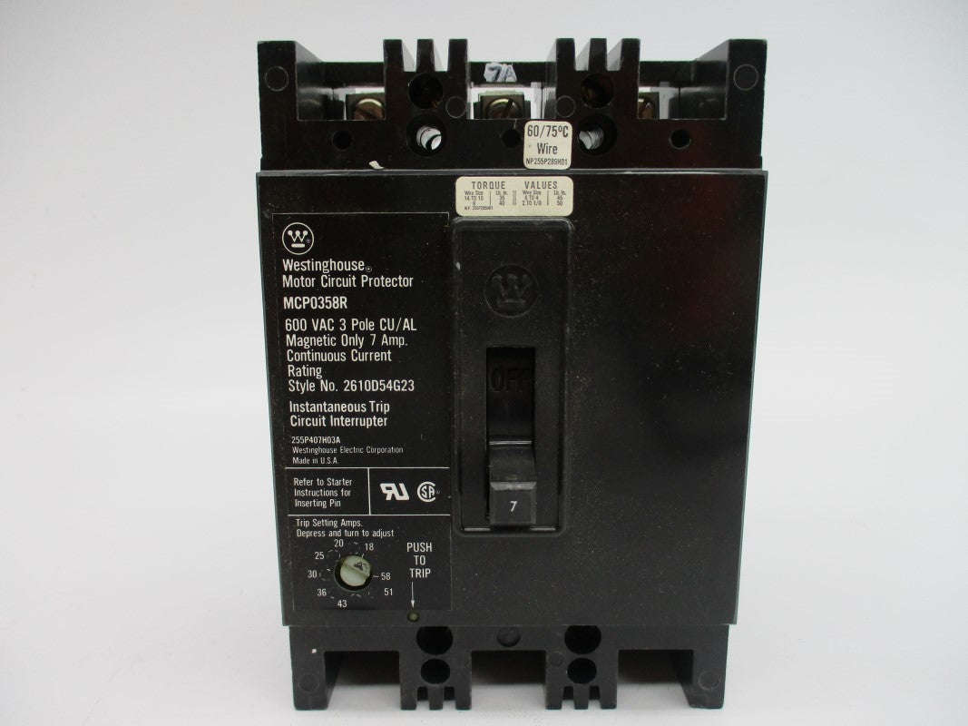 WESTINGHOUSE MCP0358R 600VAC 7A NSMP