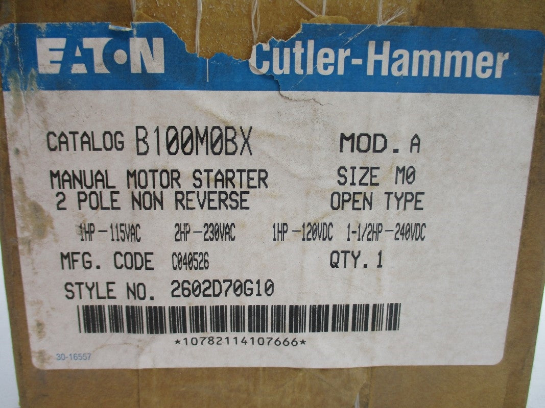 CUTLER HAMMER B100M0BX 230VAC NSMP