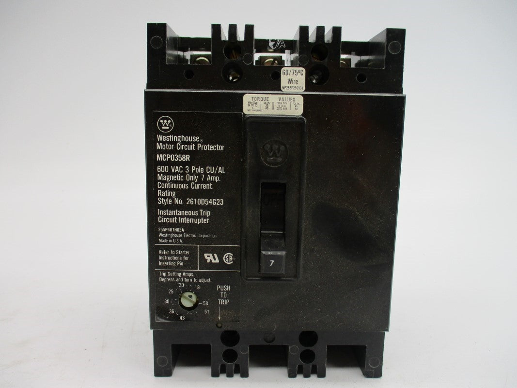 WESTINGHOUSE MCP0358R 600VAC 100A NSMP