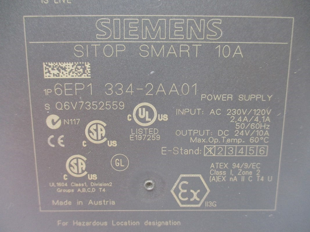 SIEMENS 6EP1334-2AA01 120/230VAC 2.4/4.1A NSNP