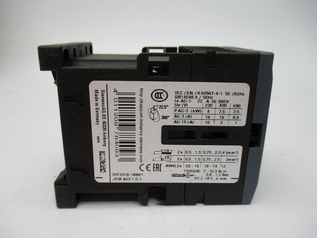 SIEMENS 3RT2018-1BB41 24VDC 22A NSNP