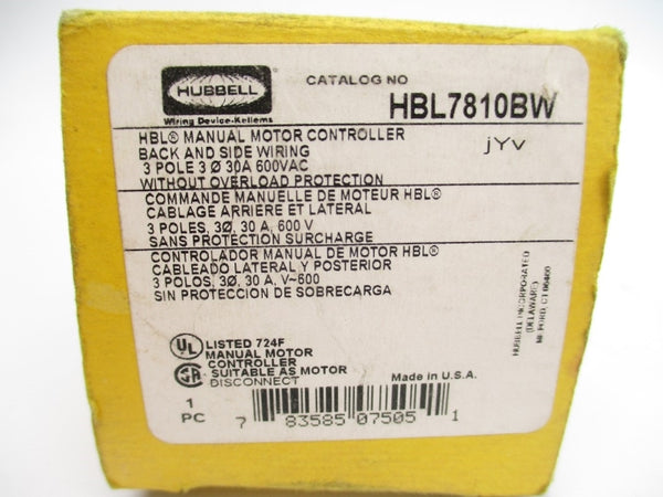 HUBBELL HBL7810BW 600VAC 30A NSMP